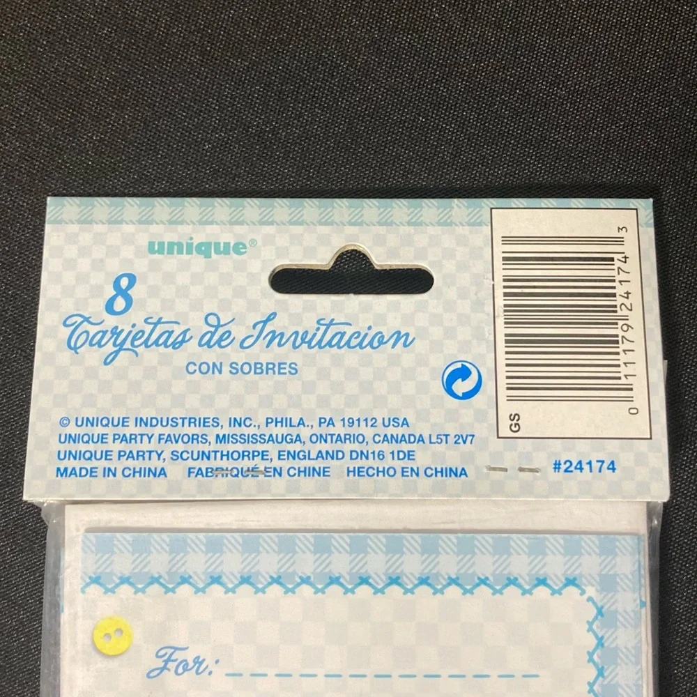 ⭐️ Unique Industries Blue Baby Shower Invitations And Envelopes Set of 16